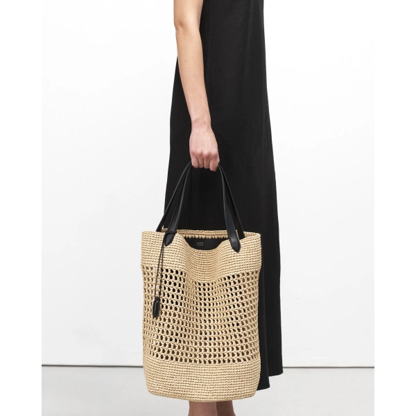 Savette Raffia Tote in Natural, view 5 | Totes & Top-Handle Bags | Coveti