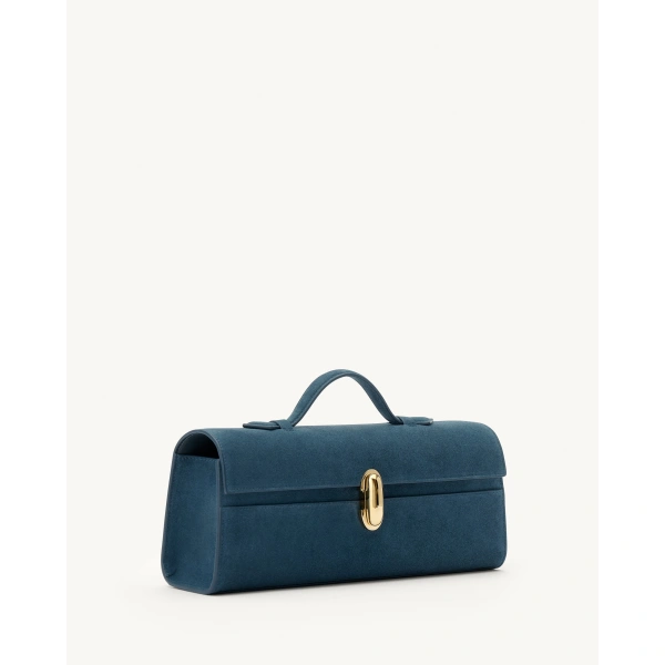 Savette Slim Symmetry Pochette in Baltic Suede, view 2 | Totes & Top-Handle Bags | Coveti