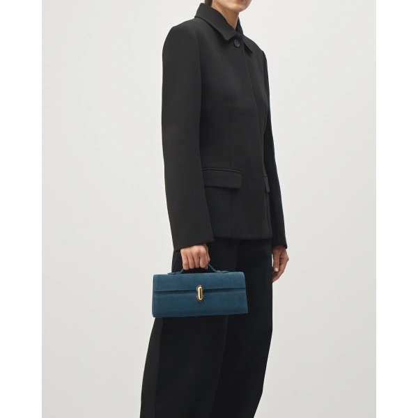 Savette Slim Symmetry Pochette in Baltic Suede, view 4 | Totes & Top-Handle Bags | Coveti