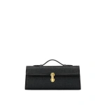 Savette Slim Symmetry Pochette in Black Raffia | Totes & Top-Handle Bags | Coveti