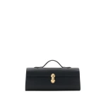 Savette Slim Symmetry Pochette in Black Smooth Leather | Totes & Top-Handle Bags | Coveti