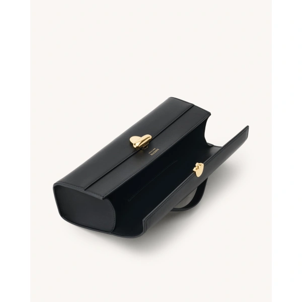 Savette Slim Symmetry Pochette in Black Smooth Leather, view 3 | Totes & Top-Handle Bags | Coveti