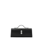 Savette Slim Symmetry Pochette in Black Vintage Leather | Totes & Top-Handle Bags | Coveti
