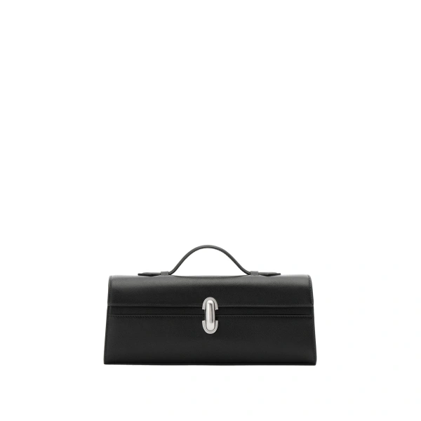 Savette Slim Symmetry Pochette in Black Vintage Leather | Totes & Top-Handle Bags | Coveti