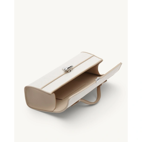 Savette Slim Symmetry Pochette in Bone Canvas, view 3 | Totes & Top-Handle Bags | Coveti