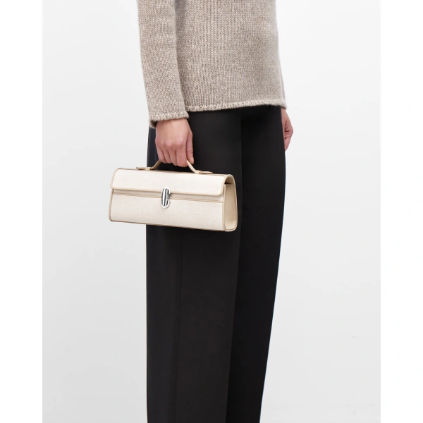 Savette Slim Symmetry Pochette in Bone Canvas, view 4 | Totes & Top-Handle Bags | Coveti