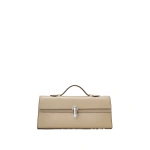 Savette Slim Symmetry Pochette in Bone Smooth Leather | Totes & Top-Handle Bags | Coveti