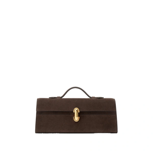 Slim Symmetry Pochette in Coffee Suede