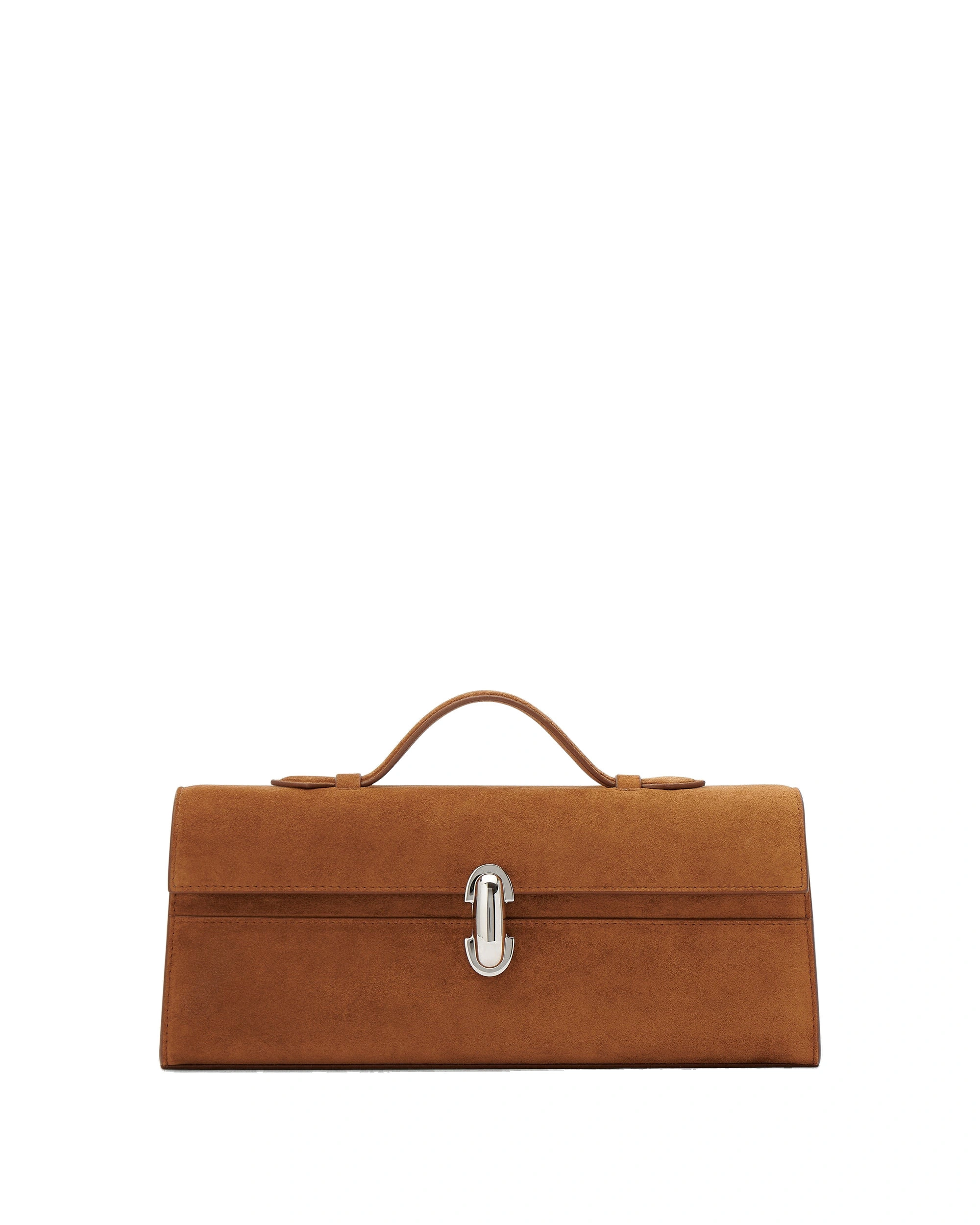 Savette Slim Symmetry Pochette in Cognac Suede Savette Slim Symmetry Pochette in Cognac Suede | Totes & Top-Handle Bags | Coveti