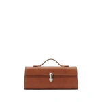 Savette Slim Symmetry Pochette in Cognac Vintage Leather | Totes & Top-Handle Bags | Coveti