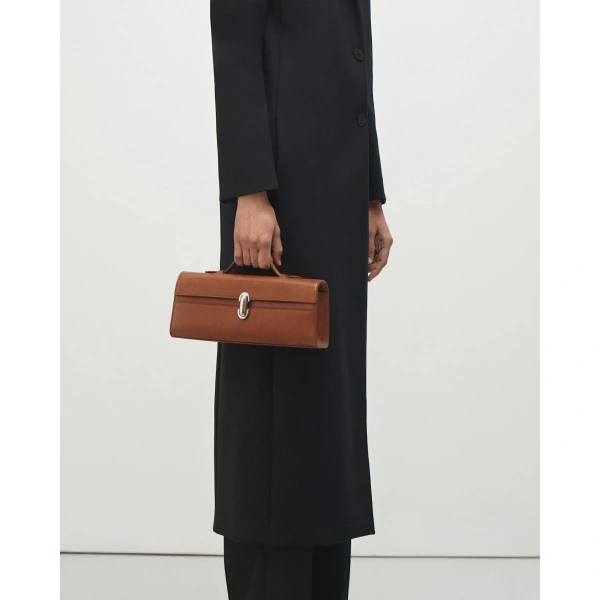 Savette Slim Symmetry Pochette in Cognac Vintage Leather, view 4 | Totes & Top-Handle Bags | Coveti