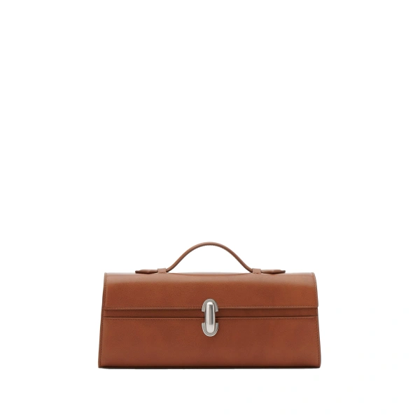 Savette Slim Symmetry Pochette in Cognac Vintage Leather | Totes & Top-Handle Bags | Coveti
