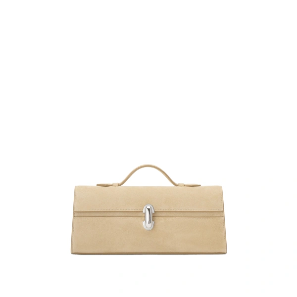 Slim Symmetry Pochette in Flax Suede