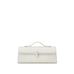 Savette Slim Symmetry Pochette in Ivory Raffia | Totes & Top-Handle Bags | Coveti