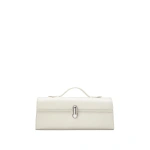 Savette Slim Symmetry Pochette in Ivory Smooth Leather | Totes & Top-Handle Bags | Coveti