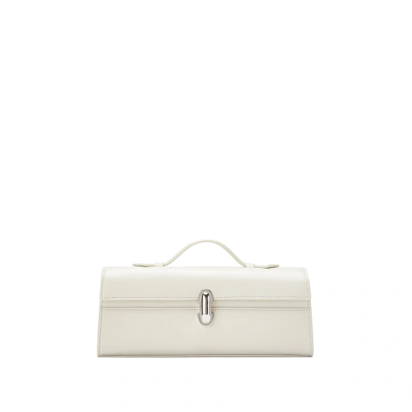 Savette Slim Symmetry Pochette in Ivory Smooth Leather | Totes & Top-Handle Bags | Coveti