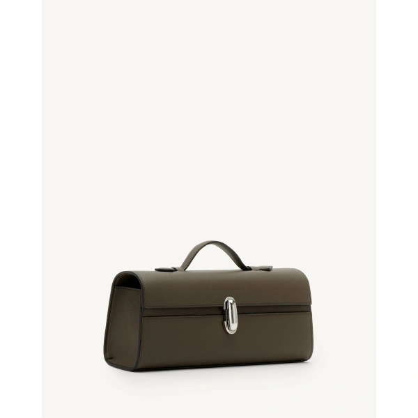 Savette Slim Symmetry Pochette in Mink Milled Leather, view 2 | Totes & Top-Handle Bags | Coveti