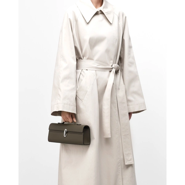 Savette Slim Symmetry Pochette in Mink Milled Leather, view 4 | Totes & Top-Handle Bags | Coveti