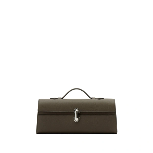 Savette Slim Symmetry Pochette in Mink Milled Leather | Totes & Top-Handle Bags | Coveti