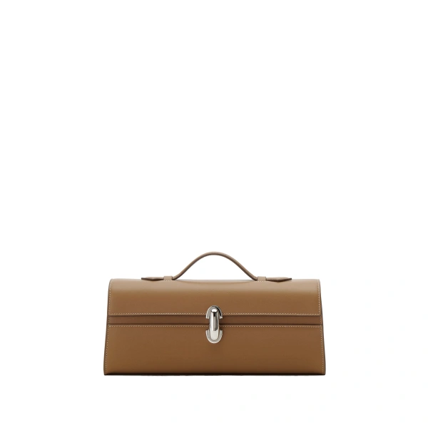 Savette Slim Symmetry Pochette in Saddle Smooth Leather | Totes & Top-Handle Bags | Coveti