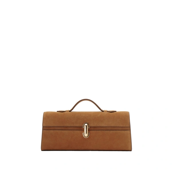 Slim Symmetry Pochette in Saddle Suede