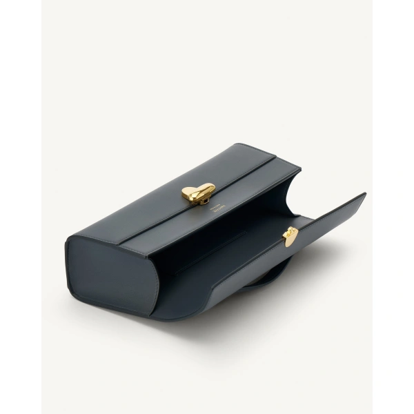 Savette Slim Symmetry Pochette in Storm Smooth Leather, view 3 | Totes & Top-Handle Bags | Coveti