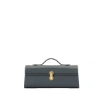 Savette Slim Symmetry Pochette in Storm Smooth Leather | Totes & Top-Handle Bags | Coveti