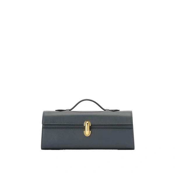 Savette Slim Symmetry Pochette in Storm Smooth Leather | Totes & Top-Handle Bags | Coveti
