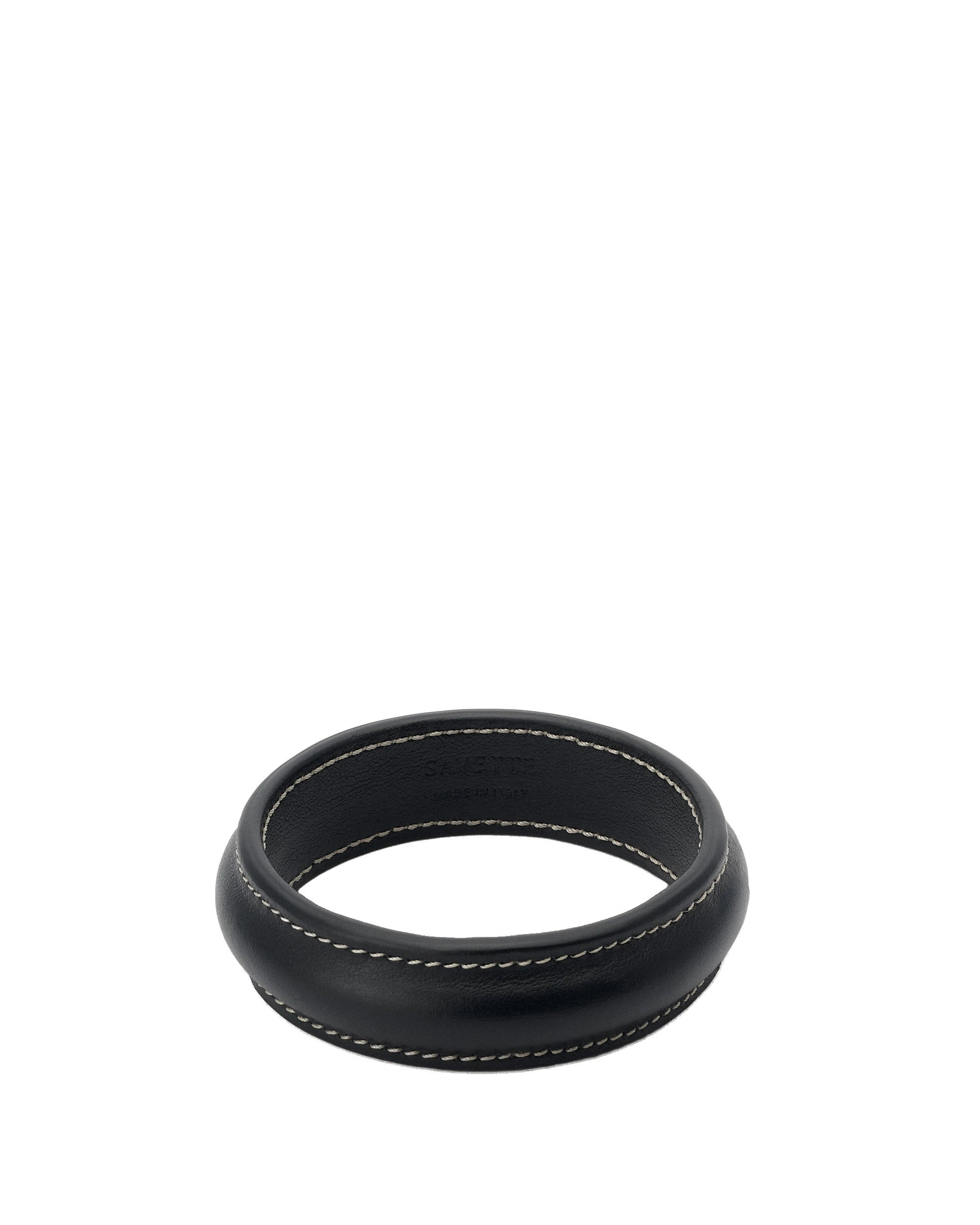 Savette Small Bangle in Black Smooth Leather Savette Small Bangle in Black Smooth Leather | Bracelets | Coveti