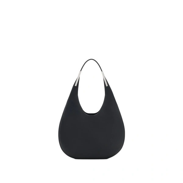 Savette Small Florence Hobo in Black Smooth Leather | Hobo Bags | Coveti