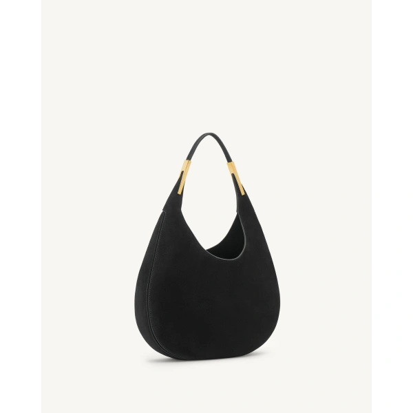 Savette Small Florence Hobo in Black Suede, view 2 | Hobo Bags | Coveti