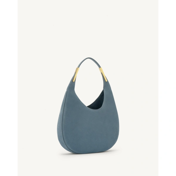 Savette Small Florence Hobo in Denim Suede, view 2 | Hobo Bags | Coveti