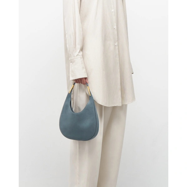 Savette Small Florence Hobo in Denim Suede, view 4 | Hobo Bags | Coveti