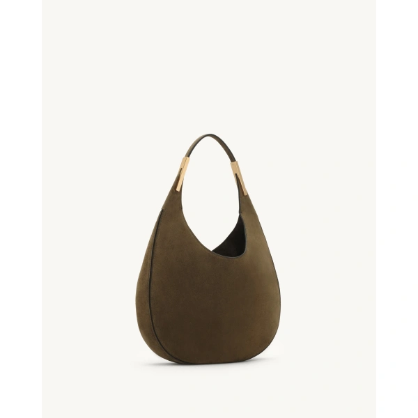 Savette Small Florence Hobo in Mink Suede, view 2 | Hobo Bags | Coveti
