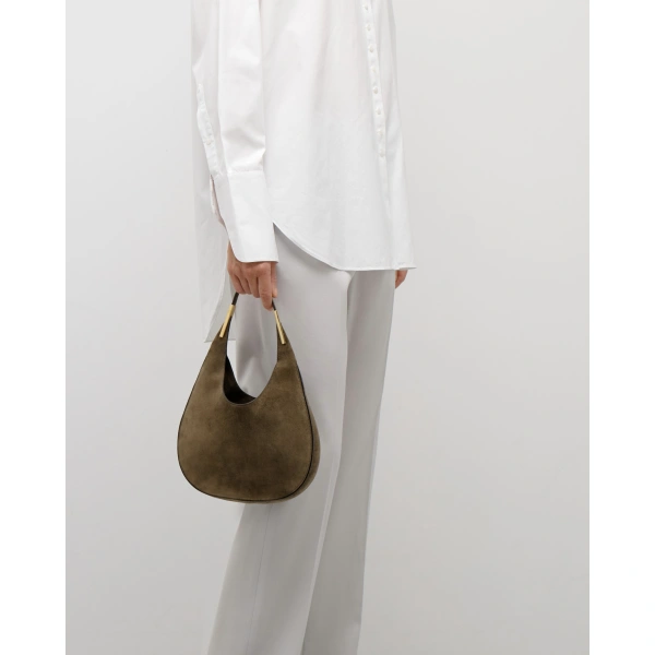Savette Small Florence Hobo in Mink Suede, view 3 | Hobo Bags | Coveti
