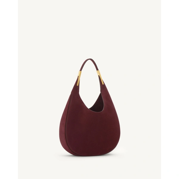Savette Small Florence Hobo in Plum Suede, view 2 | Hobo Bags | Coveti
