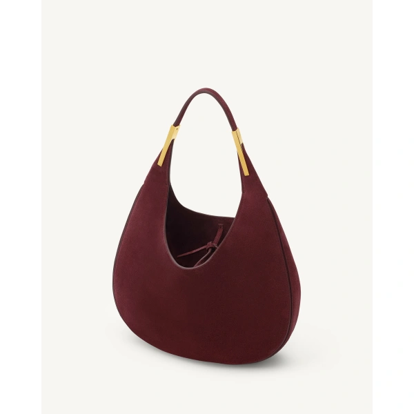 Savette Small Florence Hobo in Plum Suede, view 3 | Hobo Bags | Coveti
