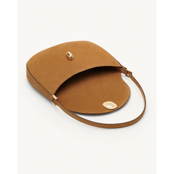 Savette Small Tondo Hobo in Saddle Suede, view 3 | Hobo Bags | Coveti