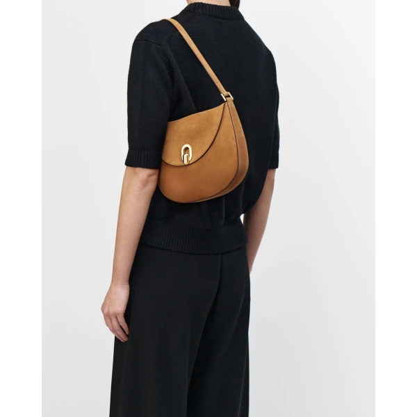 Savette Small Tondo Hobo in Saddle Suede, view 4 | Hobo Bags | Coveti
