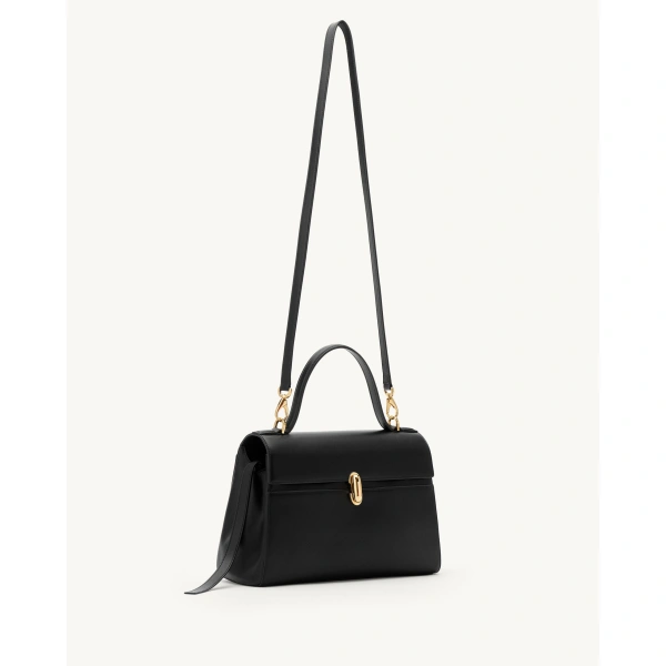 Savette Soft Symmetry Bag in Black Smooth Leather, view 2 | Totes & Top-Handle Bags | Coveti