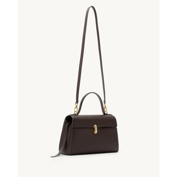 Savette Soft Symmetry Bag in Coffee Smooth Leather, view 2 | Totes & Top-Handle Bags | Coveti