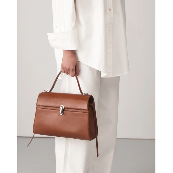 Savette Soft Symmetry Bag in Cognac Vintage Leather, view 4 | Totes & Top-Handle Bags | Coveti
