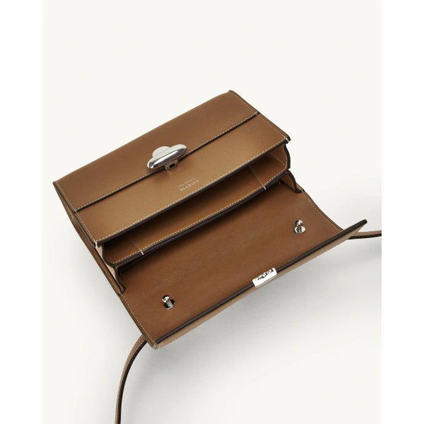 Savette Symmetry 19 in Saddle Smooth Leather, view 3 | Shoulder & Crossbody Bags | Coveti