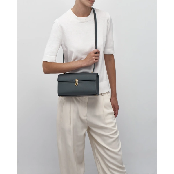 Savette Symmetry 26 in Storm Smooth Leather, view 4 | Shoulder & Crossbody Bags | Coveti