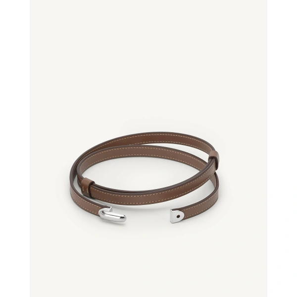 Savette Symmetry Belt in Taupe Smooth Leather, view 2 | Belts | Coveti