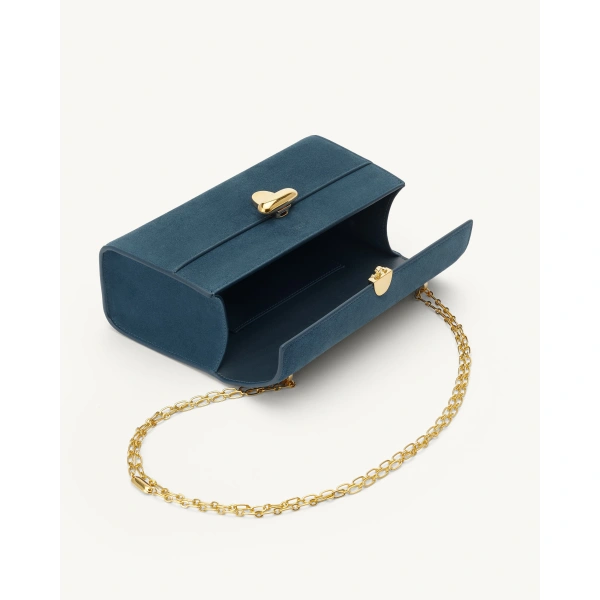Savette Symmetry Chain Pochette in Baltic Suede, view 3 | Shoulder & Crossbody Bags | Coveti
