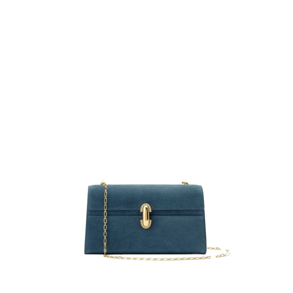 Symmetry Chain Pochette in Baltic Suede