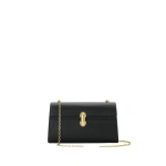 Savette Symmetry Chain Pochette in Black Smooth Leather | Shoulder & Crossbody Bags | Coveti