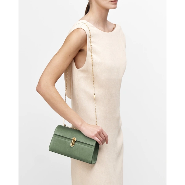 Savette Symmetry Chain Pochette in Cactus Suede, view 4 | Shoulder & Crossbody Bags | Coveti