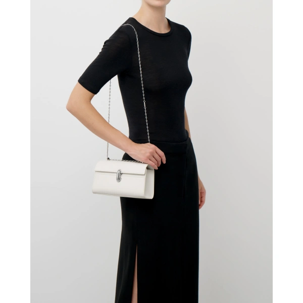 Savette Symmetry Chain Pochette in Espresso Suede, view 4 | Shoulder & Crossbody Bags | Coveti